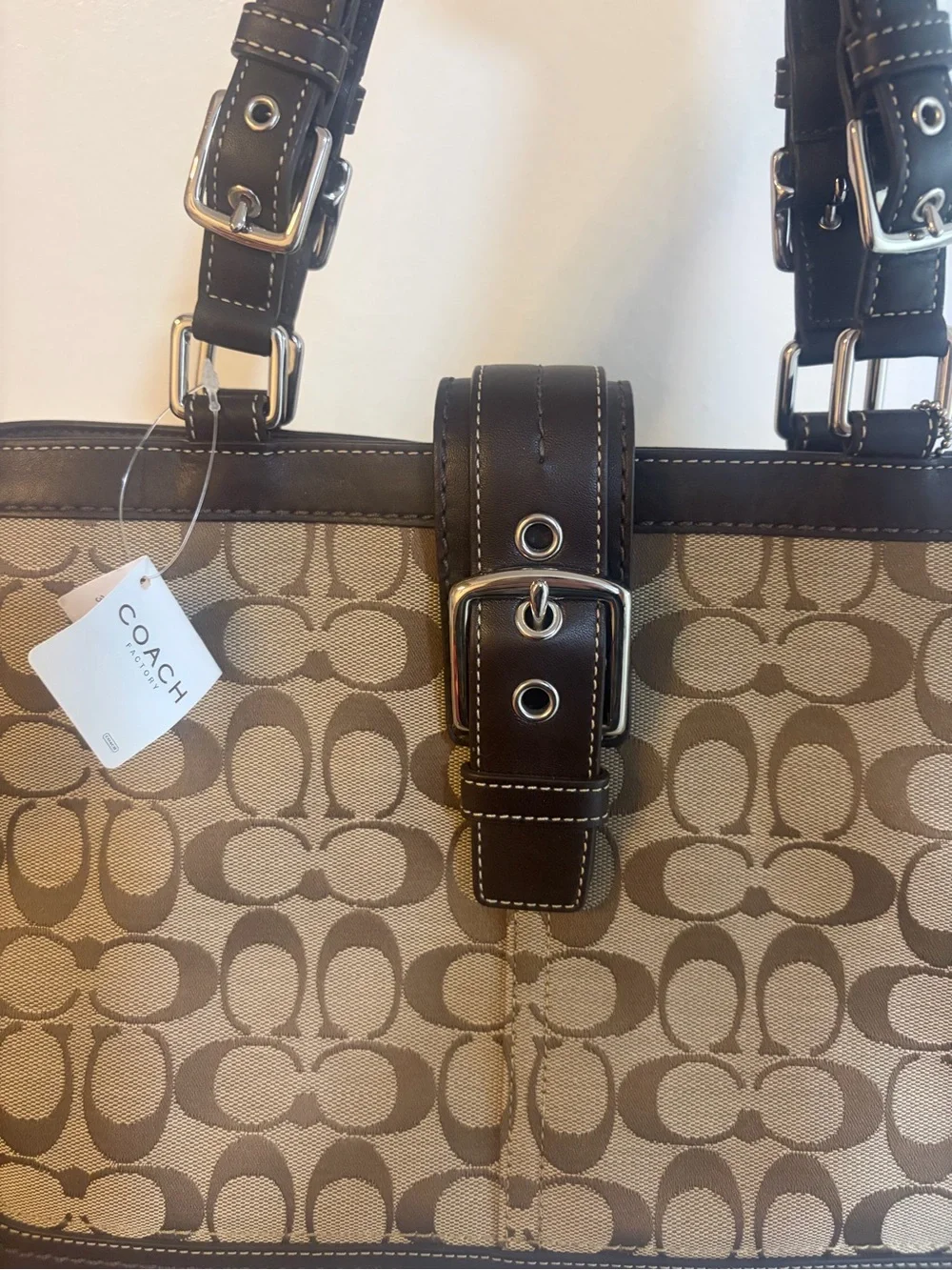 Official Coach Signature Carryall Tote Bag Mahogany Khaki Brown Large NWT